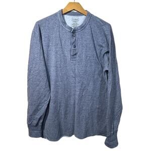 LL Bean River Driver Wool Shirt Mens L Tall LT Henley Thermal Blue